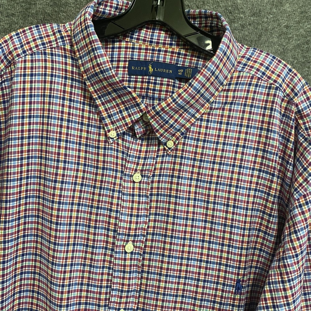 Ralph Lauren Shirt Mens 4XB Big Plaid Button Down Long Sleeve Casual Preppy Pony
